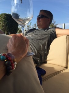 Aaron Kessler relaxing at vineyards New Zealand