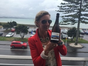 Meredith Kessler holding bottle Salvare Winery