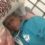 Meredith Kessler Triathlete sleeping with pillow on head