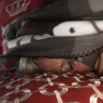 Meredith Kessler Triathlete Sleeping with Blanket over head